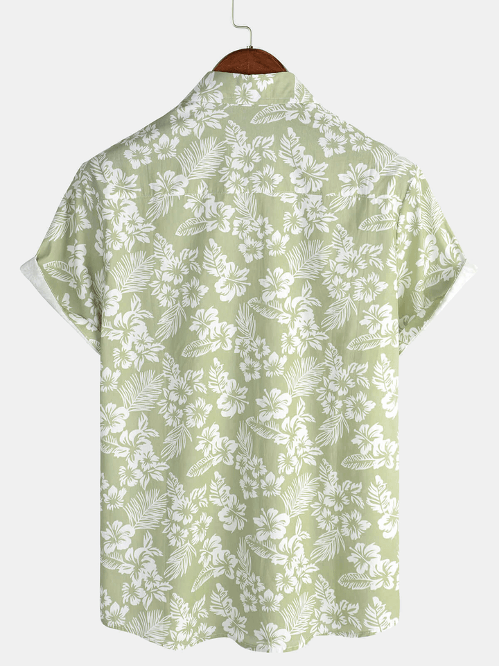Hawaïblouse met korte mouwen en bloemenpatroon