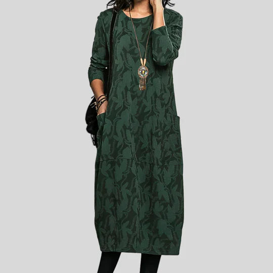 Solveig™ - Midi-jurk met structuur en patroon