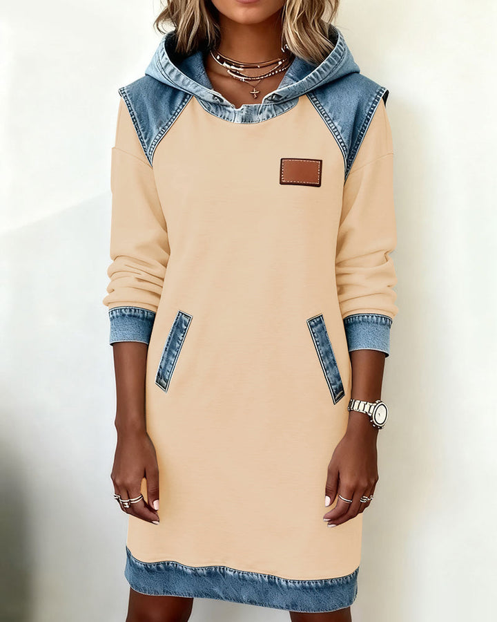 Hoodiejurk met contrasterende details