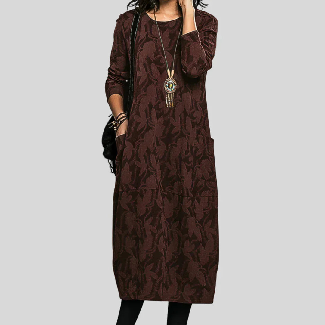 Solveig™ - Midi-jurk met structuur en patroon