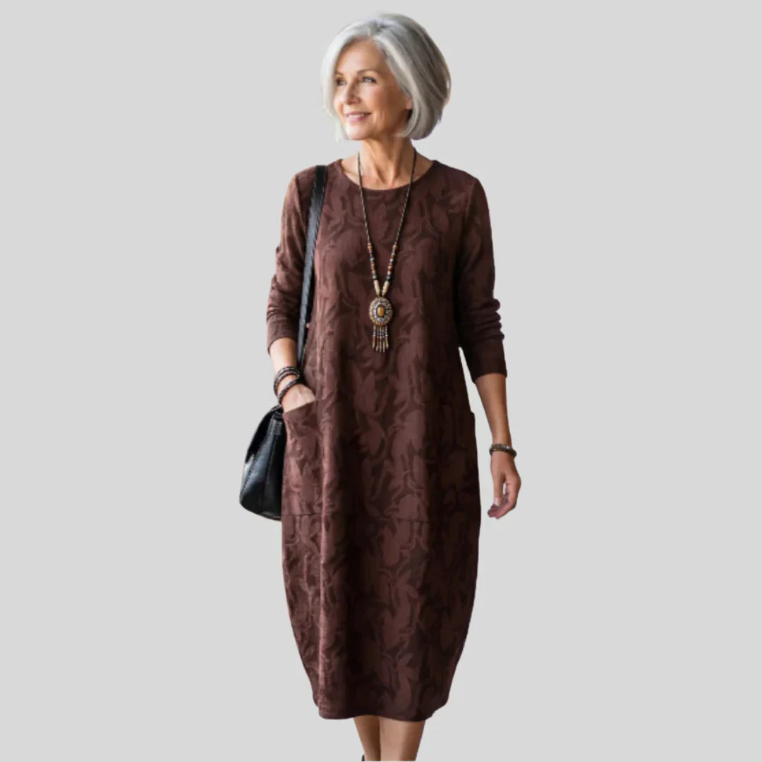 Solveig™ - Midi-jurk met structuur en patroon