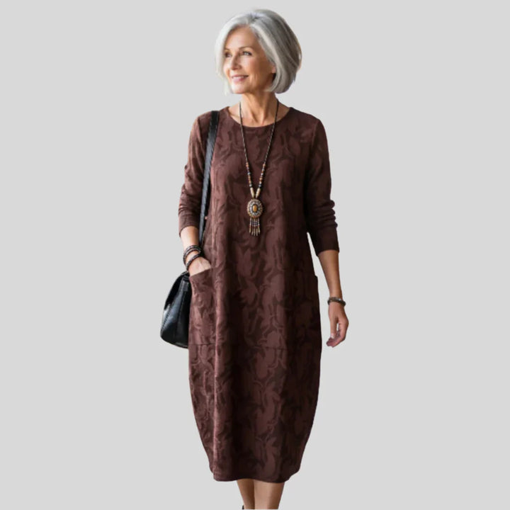 Solveig™ - Midi-jurk met structuur en patroon