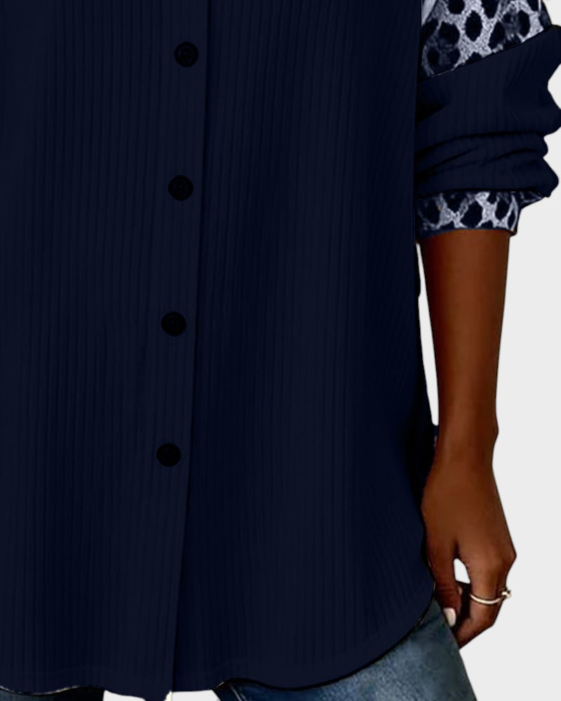 Oralynesse - Bicolor Knopshirt met Luipaarddetails