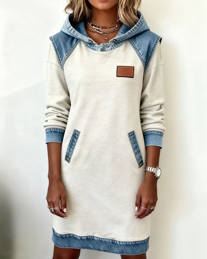 Hoodiejurk met contrasterende details