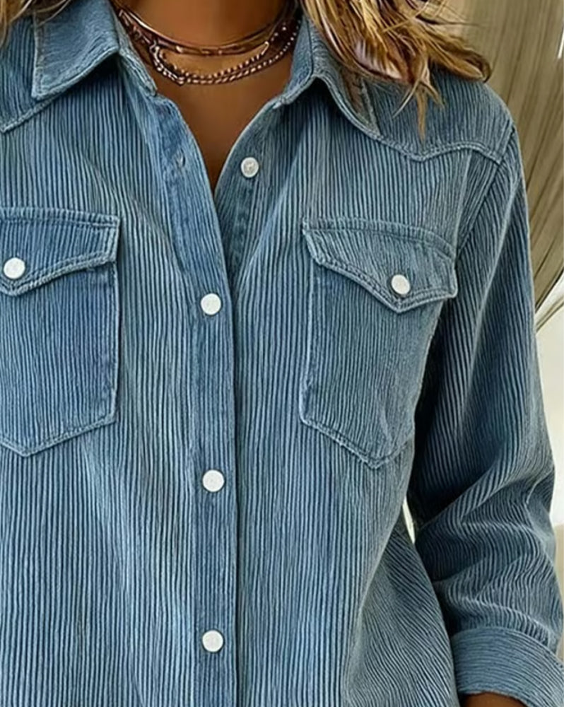 Modieuze Blouse met Revers en Knopen