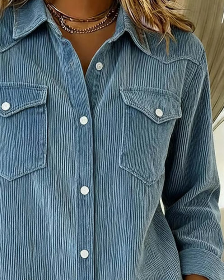 Modieuze Blouse met Revers en Knopen