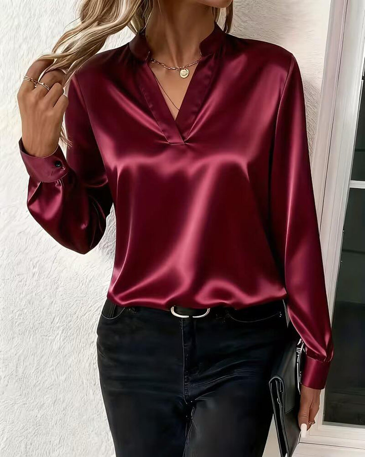 Asta™ – Elegante V-hals Lange Mouwen Top