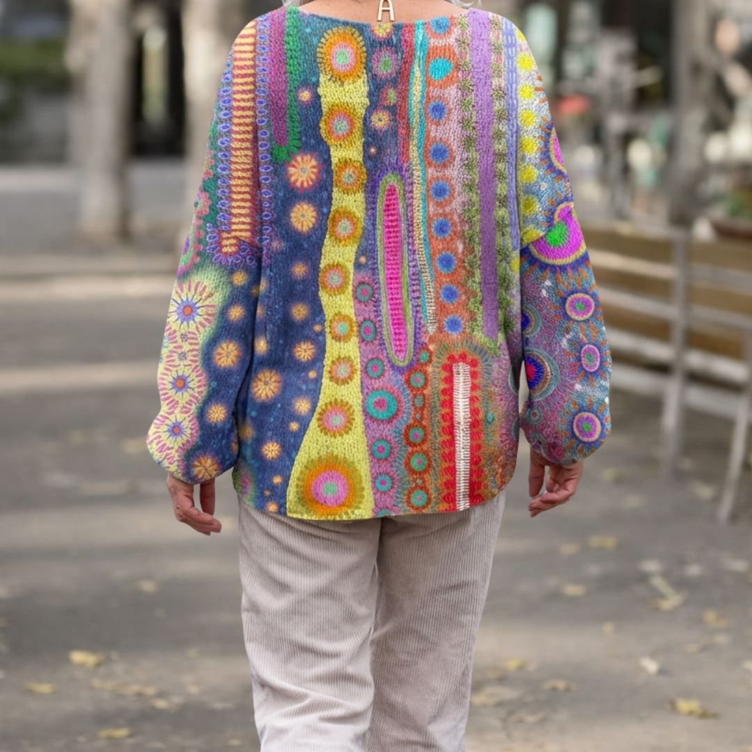 Isa – Retro V-hals Overmaat Gebreide Trui