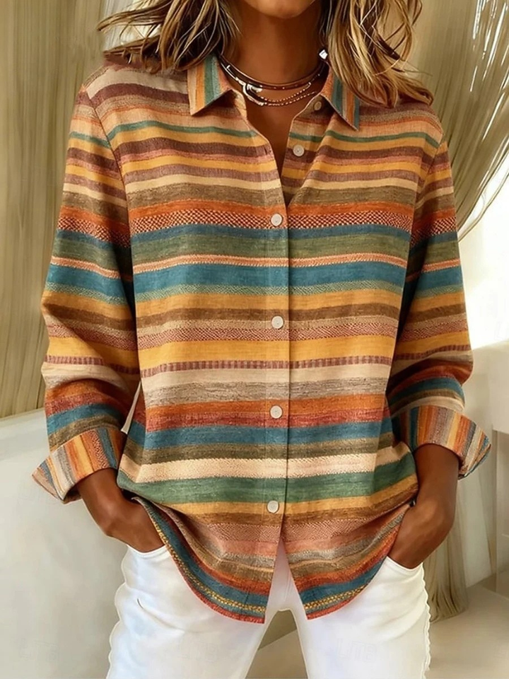 Geruite Damesblouse met Lange Mouwen