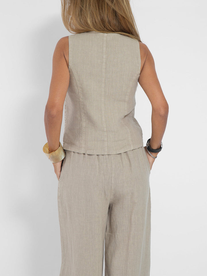 Aira - Gebuttonde Vest & Brede Pantalon Set