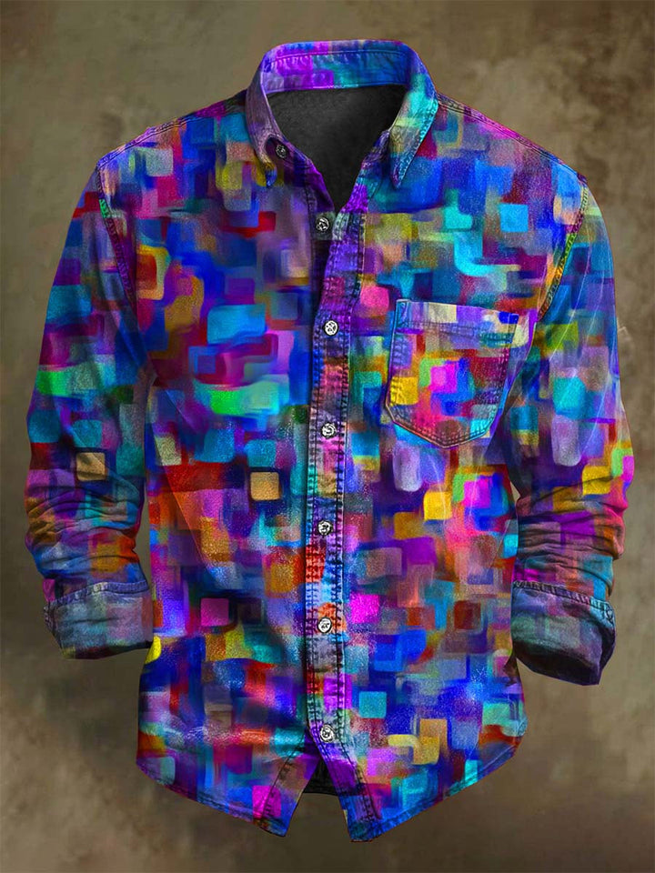 Tyler | Abstract Asymmetrisch Patchwork Overhemd